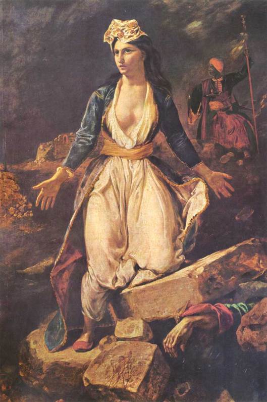 Η Ελλάδα στα ερείπια του μεσολογγίου_πίνακας του Ντελακρουά 1827-μουσείο Καλών τεχνών
