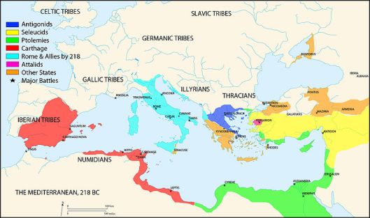 Χάρτης Μεσογείου το 218 π.Χ_πηγή wikipedia