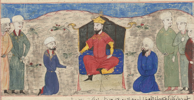 O Αλπ Αρσλάν στον θρόνο_έργο του Hafiz_Abru_1425