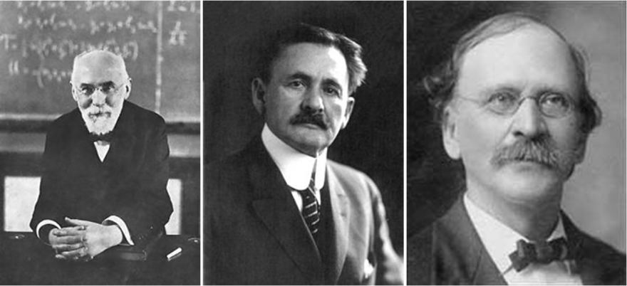 Aριστερά: Hendrik Antoon Lorentz (1853-1528) Βραβευμένος με Νόμπελ (1902) Ολλαν-δός φυσικός γνωστός για τους Μετασχηματισμούς Lorentz, την θεωρία της ηλεκτρομαγνη-τικής ακτινοβολίας και την Δύναμη Lorentz. Μέση: Albert Abraham Michelson (1852-1931) Βραβευμένος με Νόμπελ (1907) Αμερικα-νός φυσικός γνωστός για το έργο του στην μέτρηση της ταχύτητας του φωτός και το πείρα-μα Michelson-Morley. Δεξιά: Edward Williams Morley (1838-1923) Αμερικανός επιστήμονας γνωστός από τις μετρήσεις του ατομικού βάρους του οξυγόνου και από την συμμετοχή του στο πείραμα Mi-chelson–Morley του οποίου τα αποτελέσματα δημοσιεύθηκαν το 1887.