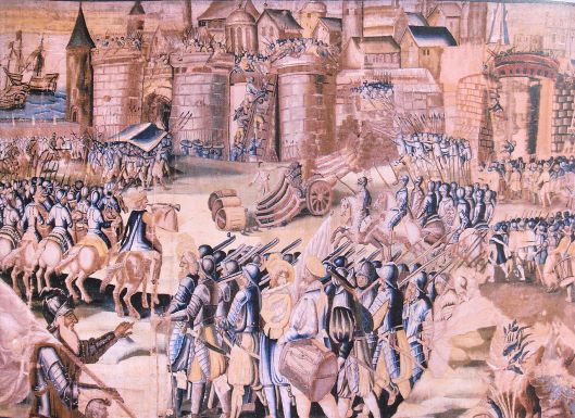 Η πολιορκία της Λα Ροσέλ η οποία ξεκίνησε μετά τις σφαγές (1572 - 1573).
